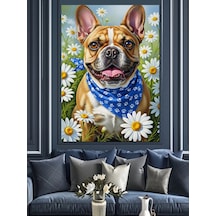 Sevimli Fransız Bulldog Köpek Tablo Dekoratif Kanvas - Mdf Ahşap Tablo
