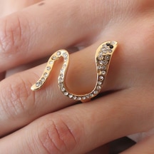 Gold Renk Zirkon Taşlı Yılan Model Kadın Yüzük Altın