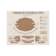 Kalın Kenarlı Fiyonk Detaylı Dekoratif Sunumluk Tepsi Ham Polyester 41x31 Cm