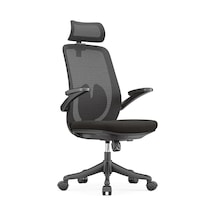 Ofisbazaar Sakura Ergonomik Fileli Yönetici Koltuğu Başlıklı Ofis Ve Çalışma Koltuğu Siyah Siyah