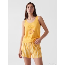 Lcw Dream Sarı Bisiklet Yaka Kadın Şortlu Pijama Takımı