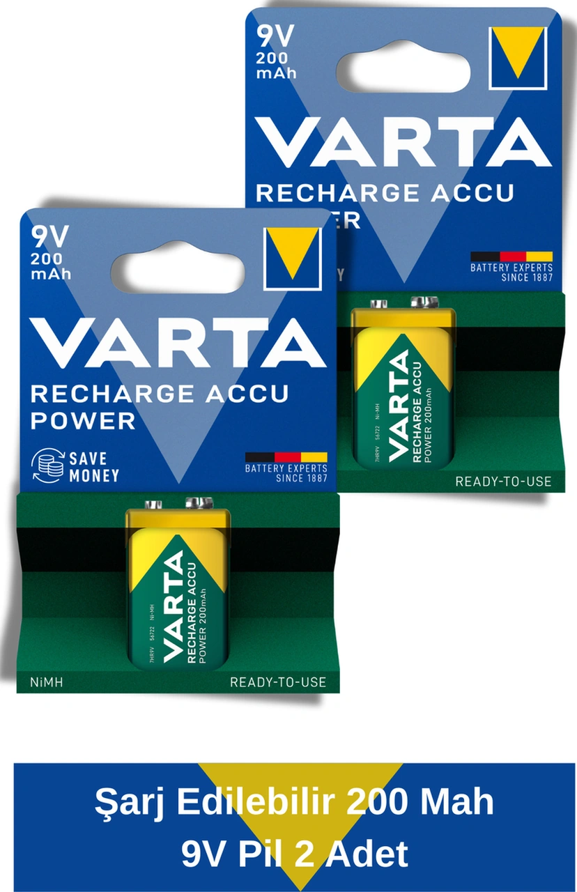 Power Şarj Edilebilir 200mah 9v Pil 2 Adet