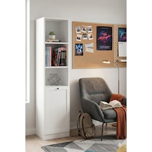 Terra Kitaplık 40x173x31 Cm Beyaz - Modern Tasarım Gri