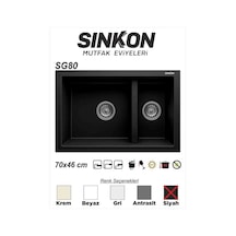 Sinkon Siyah Granit Eviye 70 x 46 / 1.5 Göz - Sg80 - Sinkon