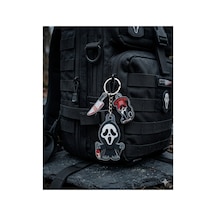 Owl Bag Scream Ghostface Desenli Charmlı Acrylic Anahtarlık Çanta Süsü Mıx