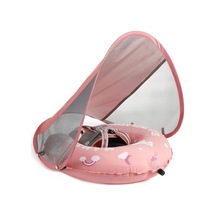Mambobaby Yüzme Simidi - Pink Unicorn, Emniyetli, Gölgelikli Ve Ayak Destekli