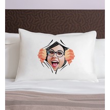 Bk Gift Kişiye Özel Karikatür Tasarımlı Pamuklu Yastık Kılıfı-2 50x70cm , Sevgiliye , Ev si, Tasarım Ev Tekstili