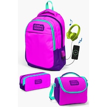 Coral High Kids Pembe Mor Usb'li 3 Lü Okul Çanta Seti Set0124314 Çok Renkli