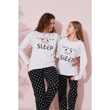 Siyah İnci Pamuklu Örme Pijama Takım 24241109 Gri
