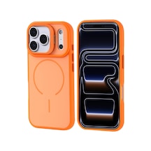 Zore İphone 17 Pro Kılıf M-safe Şarj Özellikli Kamera Standlı Ogaa Notron Kapak - Turuncu