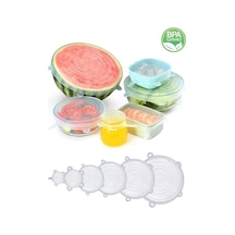 Mucit Home Silikon Kapak 6 Adet Esnek Silikon Kapak 6 Boy Tekrar Kullanılabilir Streç Kapak Şefaf