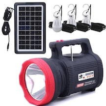 Güneş Enerjili Bt Radyolu 15 W El Fenerli 3 Ampullü Aydınlatma Ci