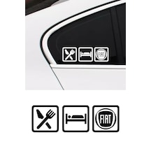 Eat Sleep Fiat Sticker, Fiat Oto Sticker, Kelebek Cam Sticker 20x6 Cm