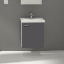 Denko Terra 50 Cm Mdf Antrasit Gri Banyo Dolabı Alt Modül, Lavabo Antrasit - Gri