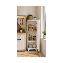 Çok Amaçlı Dolap 3 Raflı Tek Kapaklı Beyaz Düzenleyici Dolap 40x30x106 Cm Beyaz Beyaz
