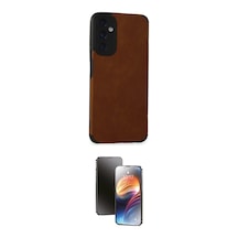 Cep Samsung Uyumlu Galaxy A05s Kılıf Doruk Asil Koleksiyonu İkili Koruma Seti Najmaddin Kahverengi