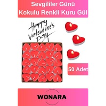 Özel Üretim Sevgiliye Özel Romantik Dekorasyon 50'li Kalpli Tealight Mum - Hediyelik Ve Süsleme Diğer
