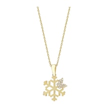 Kar Tanesi Kolye 718955 Gold Gümüş