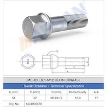 20 Adet Mercedes Bijon Civatası 32mm