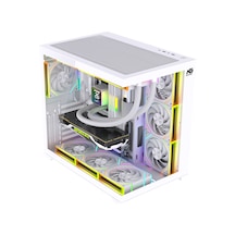 Alpha Neon 7x Argb Fan Kumanda Ve Kontrolcü Atx Boş Bilgisayar Kasası Beyaz
