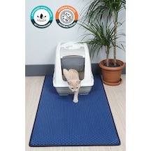 60x110 Cm Hücreli Kedi Kumu Paspası Kedi Matı Kedi Tuvalet Önü Paspası Lacivert