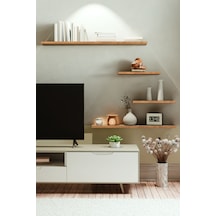 Yankı-BYEG 4lü 100 cm 80 cm 30 cm Safir Meşe Mdf Duvar Rafı Tv Ünitesi