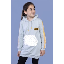 Toontoy Kız Çocuk Kanguru Cepli Reflektör Detaylı Sweatshirt Gri