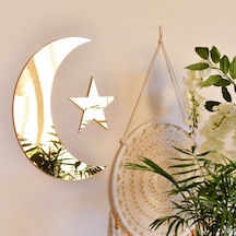 Ay Yıldız Duvar Ayna Tablo Seti Pleksi Ayna Şeffaf