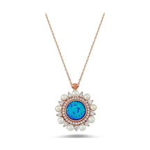 Inci ve Zirkon Taşlı Opal Kolye (498590652)