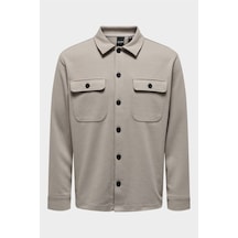 Only & Sons Normal Açık Füme Düz Erkek Gömlek Onsnewkodyl Overshırt Sweat Noos