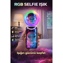 Rgb Selfie Işığı Aynalı Telefon Klipsli Halka Işık Led Selfie Lambası Video Çekim Canlı Yayın Makyaj