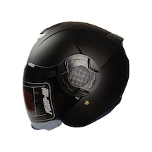 Fr665 Matt Black Motosiklet Kaskı Yarım Açık Güneş Vizörlü Motorcu Kask Siyah
