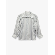 Koton Regular Fit Üç Çeyrek Kollu Çizgili Gömlek Mavi Çizgili 7wak60290pw