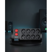 Akım Korumalı 8 Priz 3 Usb Uzatma Kablosu 2 Metre Uczzz8lipriz-2 Belirtilmemiş