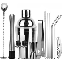13 Parça 304 Paslanmaz Çelik Kokteyl Shaker Seti - İçki Yapım Kit Hediyelik