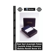 Terrien Özel Seri Avantajlı Paket Çeyizlik Erkek Premium Bambu Renkli Boxer 6'lı 2 Siyah 2 Beyaz 2 Laci