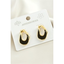 Oval - 719 - Mineli Metal - Nazblsmm - Küpe Siyah