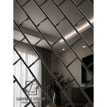 Lucitart 30 Adet 10cmx5cm Tuğla Desenli Aynalı Pleksi Kendinden Yapışkanlı Dekoratif Duvar Aynası 9 Renk Seçeneği Füme