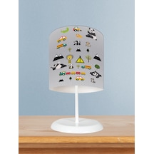 Mekta Home Bebek Ve Çocuk Odası Arabalı Yollu Panda Desenli Abajur