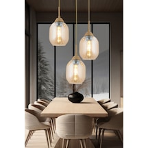 Hierro 3 Lü Yuvarlak Eskitme Modern Salon Avize Gold