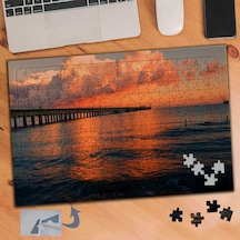 Gün Batımı Sahil İskelesi Manzarası 240 Parça Puzzle Yapboz Tablo-019