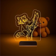 Luvivia Çocuk Odası Rakun 3d Lamba - Masa Gece Lambası Şeffaf