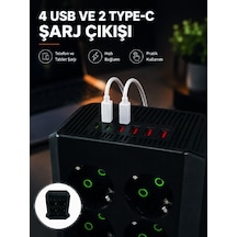 8'li Dikey Çoklu Priz 4 Usb 2 Type-c Akım Korumalı Anahtarlı Priz Diğer