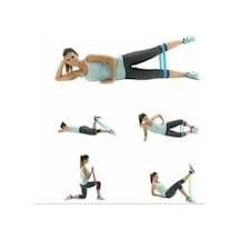 3'lü Direnç Bandı Seti, Pilates Ve Aerobik İçin Mavi Ve Orta Sertlik Açık Kırmızı