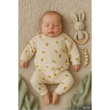 Altıntaş Baby Papatya Desenli Waffle Kumaş Oversize 2'li Kız Bebe Takımı Vanilya Vanilya