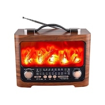 Tnabilir - 498 - Şömine Efektli Bluetooth Hoparlör Fm Radyo Led Işıklı - Flzdgnkr - Müzik Çalar