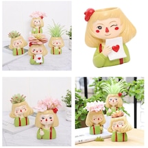 Suntek Kafa Heykel Etli Kaktüs Saksı Bitki Saksıları Ev Dekor