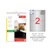 Tanex Tw-2002 199.6X143.5MM Gümüş Lazer Etiket 50'li