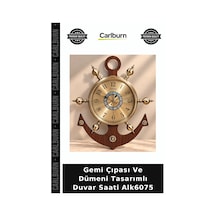 Gemi Çıpası Ve Dümeni Tasarımlı Duvar Saati Alk6075 Model Retro Ofis Çok Renkli