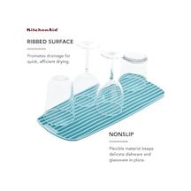 Kitchenaid Hızlı Kuruma İçin Nervürlü Yüzeyli, Kaymaz Esnek Saklaması Kolay Kauçuk Kurutma Matı, 18 X 40 Cm, Maden Suyu -